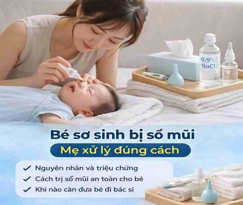 Bé sơ sinh bị sổ mũi