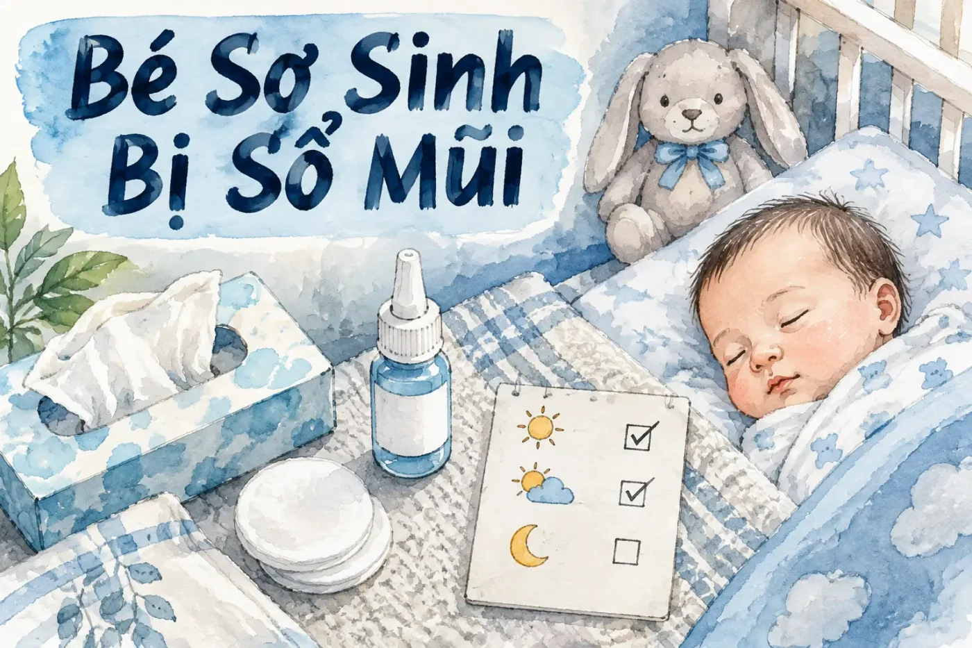 Bé sơ sinh bị sổ mũi
